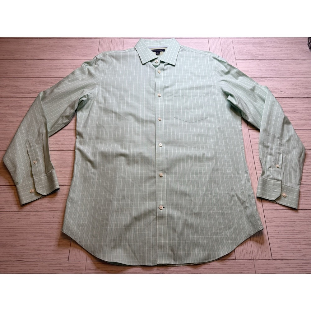 Banana Republic Shirt Men L Classic‎ Non Iron Button Up Green Long Sleeve Cotton